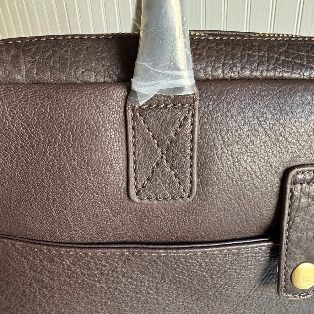 Mark & Graham Harvey Leather Briefcase Bag Dark Brown Laptop Pocket NEW gift